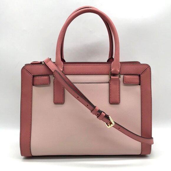 Michael Kors Pink Saffiano Leather Dillon Convertible Satchel Bag - Picture 2 of 10